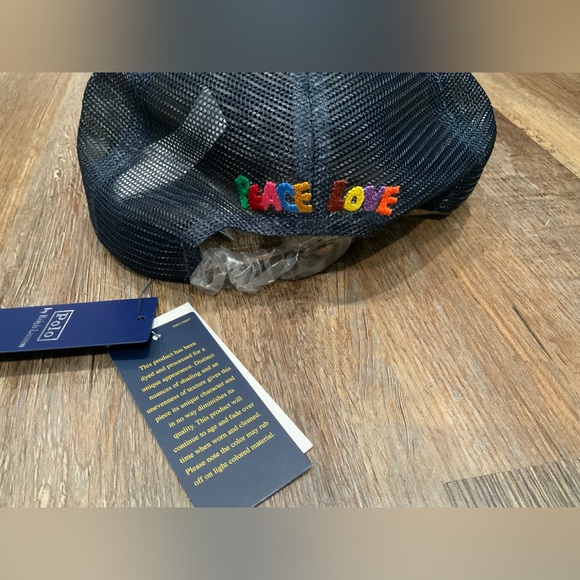 NWT Polo Ralph Lauren Navy Corduroy PEACE LOVE DOVE Trucker Baseball Cap Hat - Picture 4 of 6
